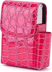 [Lorxilar] Cigarette Case Leather PU 20 Capacity Cigarette Case/Box with Lighter Holder and Belt Loop,One Size,Red