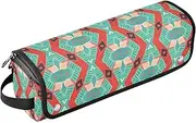 [sanluoli] Hot Hair Tools Travel Bag with Iron Mat Large Capacity Hair Tool Organizer Retro Abstract Women Essentials Storage