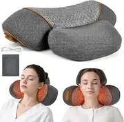 KITCADA Pillow Massage Neck Hump, Traction Massager with Heat, 3 in 1 Neck Massages Pillow for Shoulder Pain, Deep Tissue Pain Relief,Memory Foam (Gray)