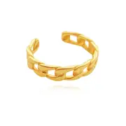 Culturesse Calico Sterling Silver Link Adjustable 2cm Open Ring 18K Gold Plating
