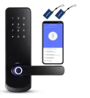 LOQRON Fingerprint Smart Door Lock L25 Reversible Handle Deadbolt Black New