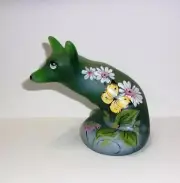 Fenton Glass Emerald Green Butterfly Bliss Floral Fox Figurine Ltd Ed 7/28 Kibbe
