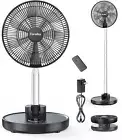Oscillating Standing Fan 12” Foldable Portable Quiet Floor Fan 12000Mah Recharge