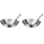 2x Stainless Steel Wok Pan Chinese Wok Wok Pan Wok Stainless Steel