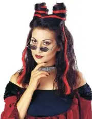 Twisted Crimson Wig Vampire Countess Fancy Dress Up Halloween Costume Accessory
