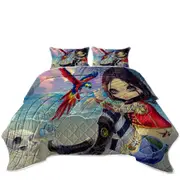 Bootstrap Betsy Macaws Parrot and Girl Pirate Coverlet