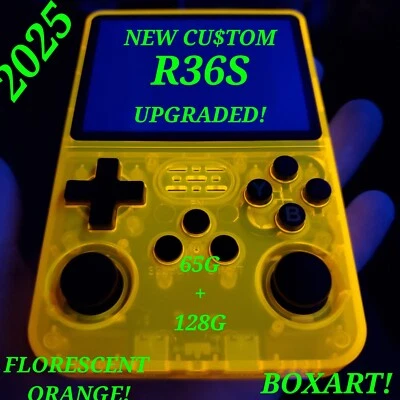 OFFICIAL R36S Retro Handheld Console UPGRADED! 64g + 128g ARK 2.0 Boxart NEW!