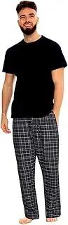 [Style It Up] Mens Short Sleeve Pyjamas Set Cotton Rich Top Brushed Fleece Bottoms Top Pant PJ Nightwear/Loungewear Set Gift