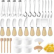 Charcuterie Boards Accessories Charcuterie Utensils Cheese Butter Spreader Knife Set Small Serving Tongs Forks and Spoons Dipping Bowls Honey Dippers Toothpick Flags for Appetizers & Serving Platters