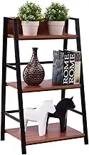 Industrial Ladder 3-Tier Bookshelf Storage Rack Shelf Unit Bathroom Living Room Wood Look Metal Frame Display Rack