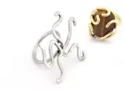 Octopus Stone Tentacle Ring Setting Oval Adjustable Antique silver brass 4938