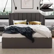 Emilie Queen Charcoal Gas Lift Storage Bed Frame