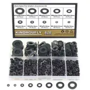 620 Pieces Nylon Flat Washers,Black Nylon Washers Assortment Kit M2-M10