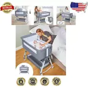 3-in-1 Adjustable Baby Bassinet with Bedside Sleeper & Mosquito Net - Portable