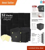 52 Pack Acoustic Foam Panels for Soundproofing – Ideal for Studios & Offices