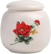 Decorative Ceramic Mini Tea Canister Food Storage Jar With Airtight Lid For Tea, Coffee, Nuts, Herb, Spice, Sugar Container(Red)