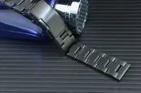 在飛比找蝦皮購物優惠-22mm黑色PVD全拉砂超值平頭實心三版不鏽鋼錶帶sbbn 