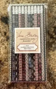 Vera Bradley Pencils Set of 10 Paper Wrapped Take Note Collection Paisley Black