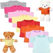 Jecery 8 Pcs Bear Clothes Tee Bear Colorful Tee Shirt Fit 14-18 Inches Bears Sublimation Stuffed Animal Clothes Cute Tiny Clothes DIY Bear Toy Make Your Own Plush Doll Clothes (Cute Color)