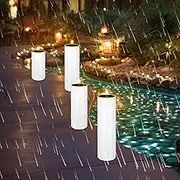 Rossesay 4 Pcs Large Solar Waterproof Outdoor Flameless Candles LED Pillar Candles Battery Operated Flickering for Summer Porch Church Garden Decor(4"x8"/10"/12"/14")
