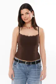 Supré - Sophia Lace Trim Cami - Espresso brown