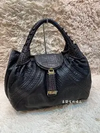 在飛比找Yahoo!奇摩拍賣優惠-《真愛名牌精品》FENDI spy bag 咖啡色 編織 間