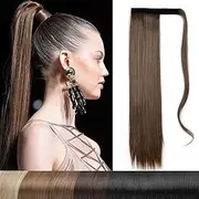 Ponytail Clip-In Ponytail Extension Hair Piece Hair Extension Braid Hair Piece Wavy Like Real Hair Medium Brown & Light Brown Mixed Straight 22 inches (58 cm) – 110 g