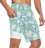 [ZZXXB] Puppy Poodle Woof Athletic Shorts for Men with Pockets 2 in 1 Quick Dry Running Shorts S-3XL
