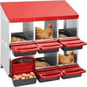 Pet Scene Chicken Nesting Box 2 Layer 6 Hole Roll Away Hen Chook Laying Boxes...