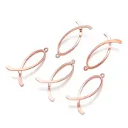5 pcs Rose Gold Ice Pick Brass Pinch Bails DIY Findings 38~39x17~18mm hole:2mm