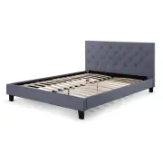 Sorrento French Provincial Fabric Bed Frame Double Size Grey - Double / Grey