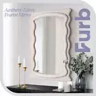 Furb Wall Mirror Wavy Makeup Vanity Mirror Fabric Frame Home Decor 60X90cm