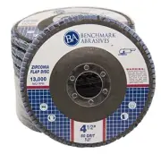 Benchmark Abrasives 4.5" Premium Zirconia 27 Flap Discs Grinding Wheels for S...
