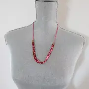 Mia Necklace Choker Pink Mauve Braided Cords Boho Whimsy