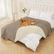 Smiry Waterproof Dog Blanket, 82x120 Inch Soft Pet Bed Cover Reversible, Washable Sofa Couch Furniture Protector for Small Medium Large Dog Puppy Cat, Taupe/Beige