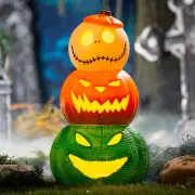 Nightmare Before Christmas Jack Oogie Boogie & Pumpkin Face Lighted Stacked Trio