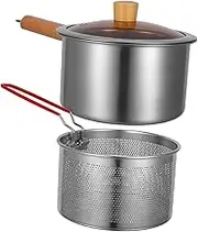HOMOBABE 1Set Stainless Steel Deep Fryer Pot with Fry Basket Cooking Pot for Quick Heat Transfer Sturdy Design for Kitchen Convenience for Frying and Cooking