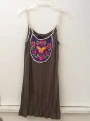 Buffalo by David Bitton - Green Embroidered Tank Top Tunic - Medium M NWT New
