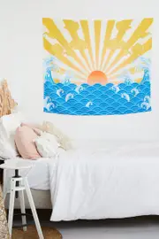 Print Sun And Ocean Retro Wall Hanging Tapestry - Size ONE, Women's Decorations