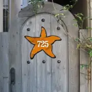 Orange Starfish Sports Car House Number Sign by G. DeBrekht | Coastal Sea-Life D