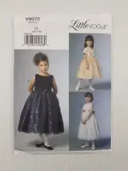 Vogue Sewing Pattern 9072 V9072 Girls Lined Dress Pattern Size 6-7-8 NEW