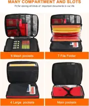 Heat Insulated Water Resistant Fireproof Document Box 15"x11"x4.3" Portable Safe