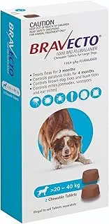 BRAVECTO LARGE DOG BLUE 1000MG >20-40KG (2PK)