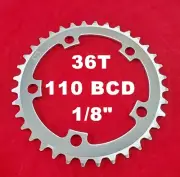 MOJO Fixed Gear Chainring 36T - 110 BCD Track Fixie single speed 1/8" - SILVER