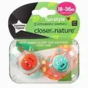 TOMMEE TIPPEE CTN FUN STYLE SOOTHER 18-36M 2PK CLOSER TO NATURE SOOTHERS 18-36 M