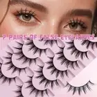 7Pairs L Curl Cat Eye Fake Lashes Full Strip Faux Mink Lashes Makeup Tools