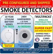 Gold Coast:Wireless Photoelectric Interconnected Smoke Alarms 240V & 10 Yr Batt