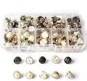[IVLOO] 100 Piece Assorted Pearl Buttons, Mixed Sewing Buttons, Resin White Pearl Shank Button 10mm 12mm Vintage Sewing Button Come with Storage Case for Crafts/Clothes/Wedding Dress/DIY Project(E)