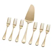 7pc Stanley Rogers Chelsea Gold Cake/Food Serving/Fork Set Stainless Steel