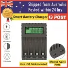 Smart Battery Charger 4 Slot for AA/AAA Rechargeable Batteries LCD Display